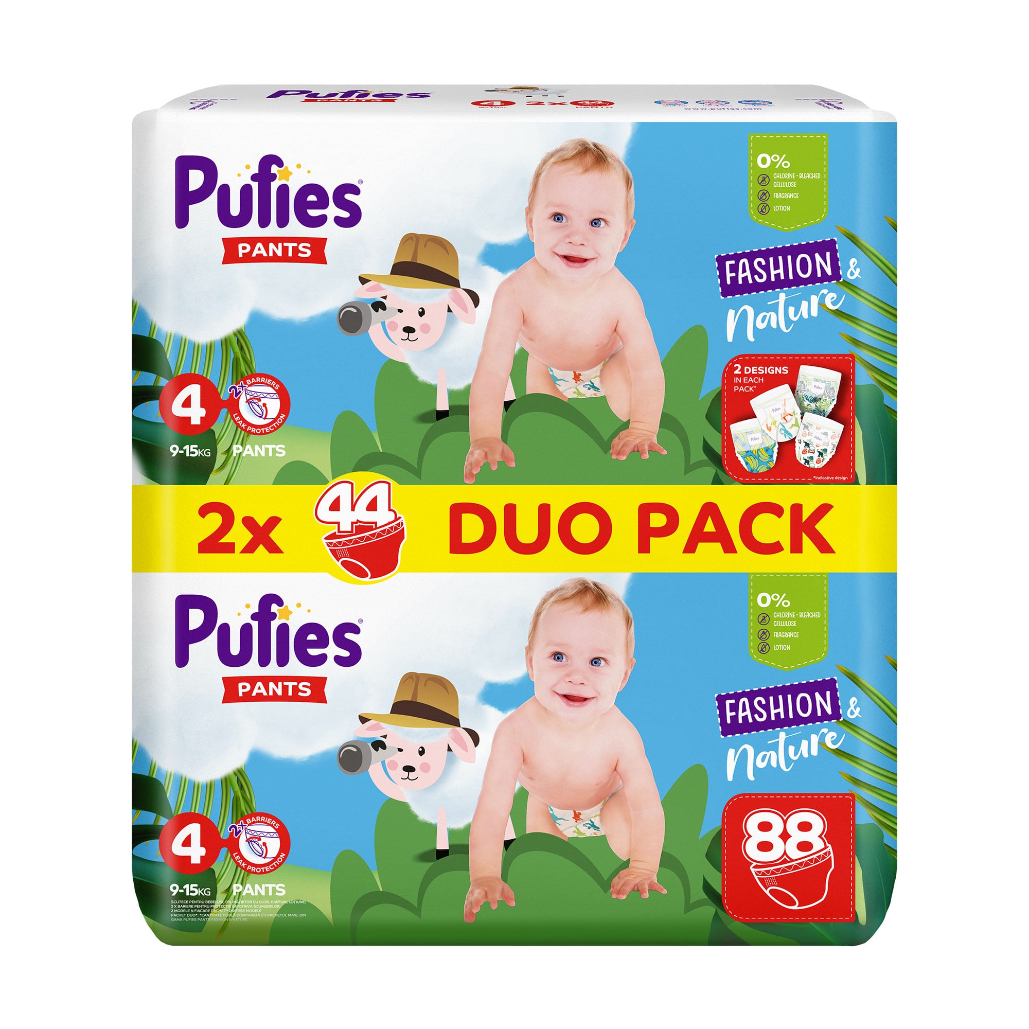 Підгузки-трусики Pufies Pants Fashion &amp; Nature Duo, розмір 4 Maxi (9-15 кг), 88 шт